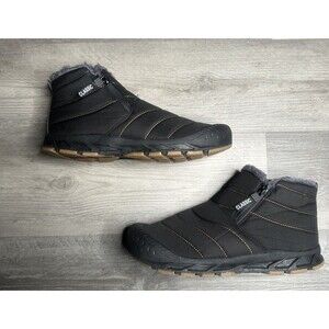Mens Snow Boots Size 12 Faux Fur Lined Insulated Puffer Winter Boots Black Zip